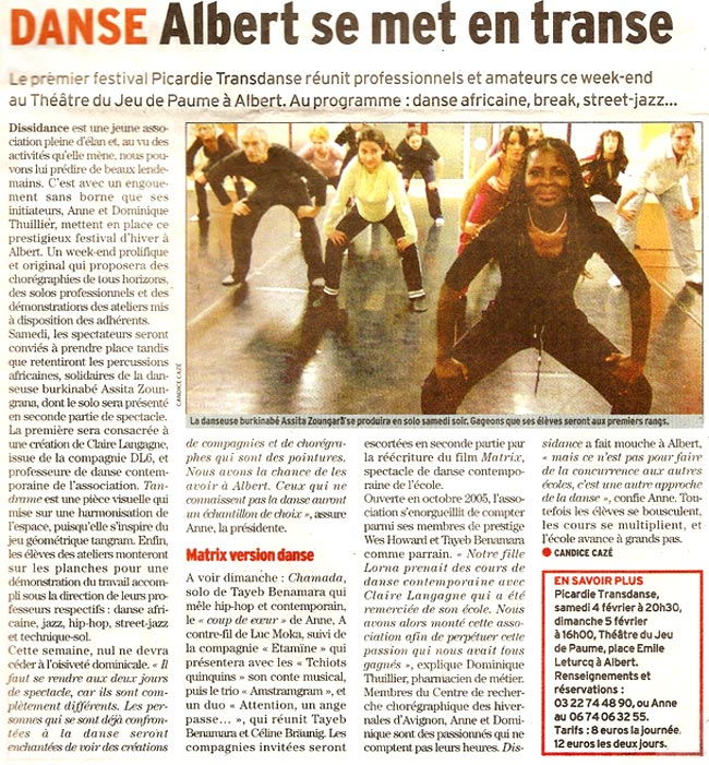 Cours de danse à Albert Asséta Zoungrana, Cours de danse à Albert