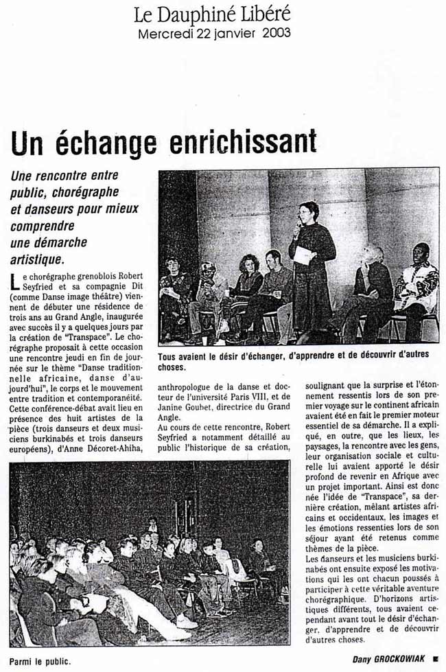 Le Dauphiné Libéré Article dans le Dauphiné Libéré